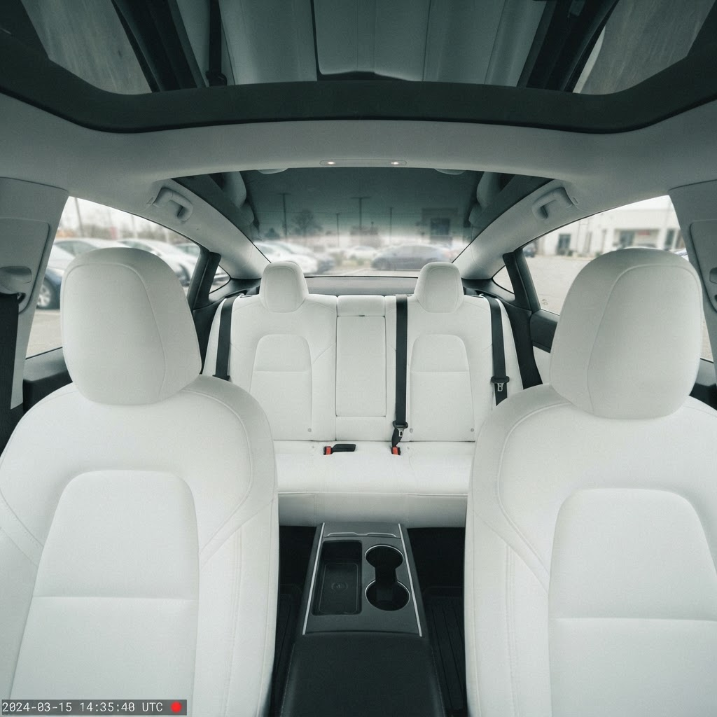 Live view of a parked car's interior cabin